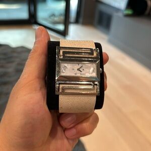 Versace Watch: Mother of Pearl Face, and Ostrich Leather band